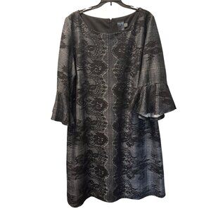 Gabby Skye Womens Plus Size 20W Black Lace Print Dress